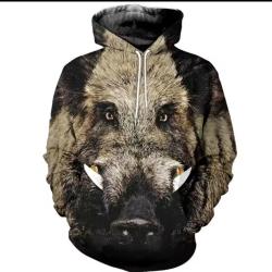 Sweat &agrave; capuche en forme de sanglier pour hommes, v&ecirc;tements de chasse, automne-hiver, sweat-shirt ca