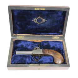 PISTOLET DE COFFRE EPOQUE LOUIS PHILIPPE + BOITE