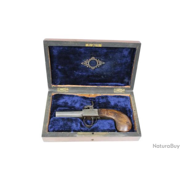 PISTOLET DE COFFRE EPOQUE LOUIS PHILIPPE + BOITE
