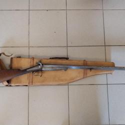 Fusil juxtapos&eacute; &agrave; broches calibre 16 avec son &eacute;tui Jambon et 2 douilles amorc&eacute;es