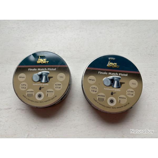 lot de 2 boites de plomb H&N sport finale match pistol