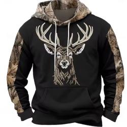 Sweat &agrave; capuche graphique Vintage pour amoureux de la chasse, cerf de for&ecirc;t imprim&eacute; en 3D, surv&ecirc;teme