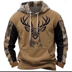Sweat &agrave; capuche graphique Vintage pour amoureux de la chasse, cerf de for&ecirc;t imprim&eacute; en 3D