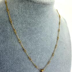 Collier en or massif 18 carats avec turquoise et diamant - 44 cm