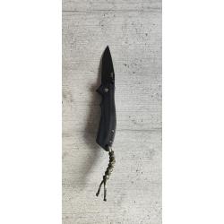 Couteau Pliant JKR0898 Tactical Black  Lame Noire  Paracorde  Id&eacute;al Chasse P&ecirc;che EDC