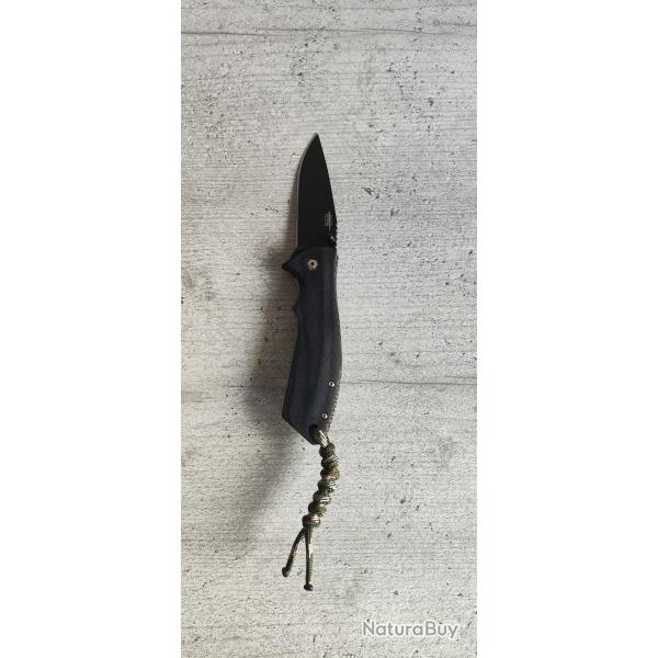 Couteau Pliant JKR0898 Tactical Black  Lame Noire  Paracorde  Id�al Chasse P�che EDC