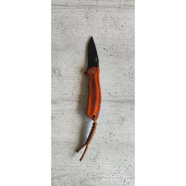 Couteau Pliant JKR0900  Manche Bois de Pakka Rouge  Id�al Chasse P�che EDC