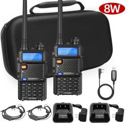 Talkie Walkie 2 PCS UV-5R 8W VHF UHF Double Bande Longue Port&eacute;e Radio Bidirectionnelle Camping Air