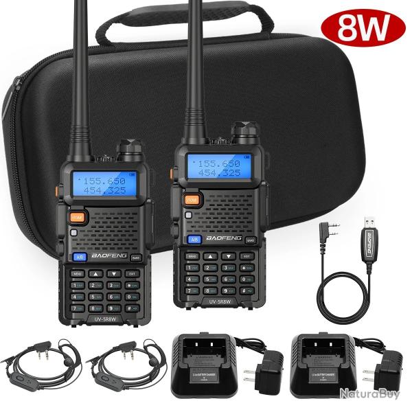 Talkie Walkie 2 PCS UV-5R 8W VHF UHF Double Bande Longue Port�e Radio Bidirectionnelle Camping Air