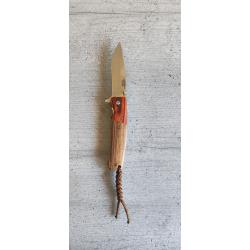 Couteau de Poche JKR 0795 Bois de Z&egrave;bre Bicolore Tressage Paracorde Main  Unique