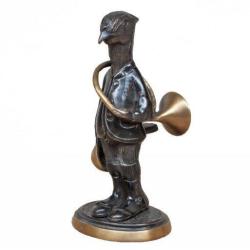 Statuette faisan avec trompe de chasse en bronze