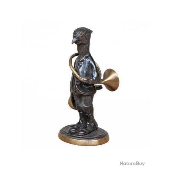 Statuette faisan avec trompe de chasse en bronze