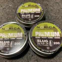 Lot n&deg;3 de 3 boites soit 600 plombs Norica cal 6.35mm poids 2.14g / 33 grains