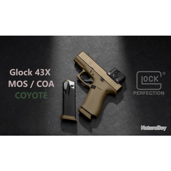 Glock - Pistolet Glock 43X Coyote A-CUT COA Combo Cal 9x19 - 18478C