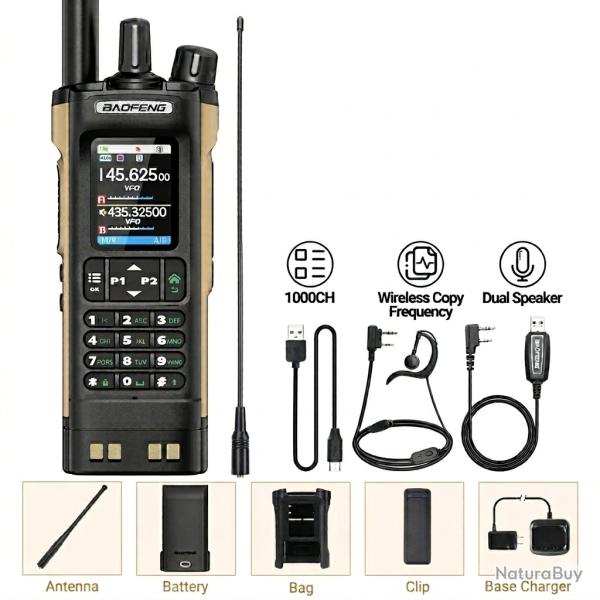 Talkie Walkie Baofeng UV-32 GPS Bluetooth 10W Multi Bande 1000 Canaux USB-C Longue Port�e Radio