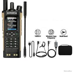 Talkie Walkie GPS Bluetooth 10W Multi Bande 1000 Canaux USB-C Longue Port&eacute;e Radio + Etui Transport