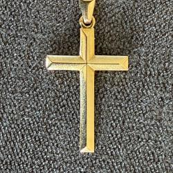 Croix en or massif 18 carats - F&ecirc;te , Bapt&ecirc;me , M&eacute;daille , Catholique , Chr&eacute;tien