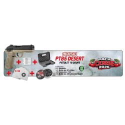 Pack pistolet GAMO PT-85 BlowBack desert Cal.4.5 + cibles + mallette + 1 boite de plombs + 5 co2