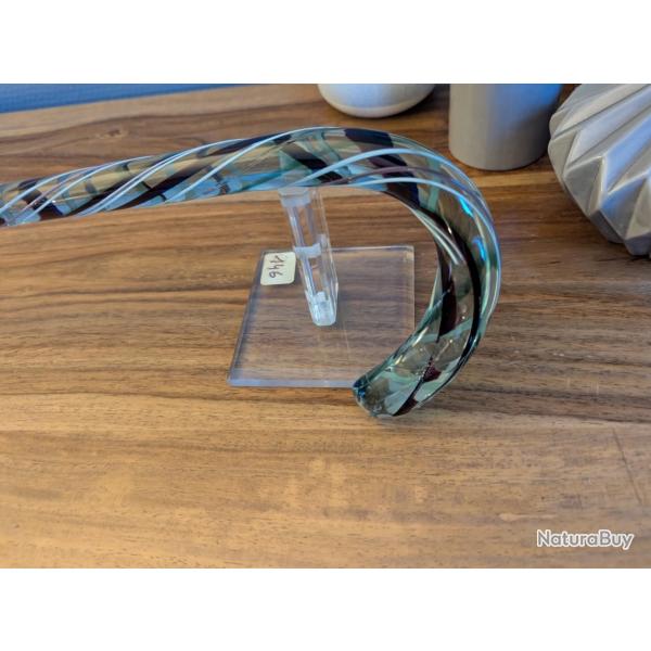 Canne de marche verre souffl� multicolore torsad� ma�tre verrier d�but XXe