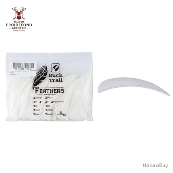 Plume Naturelle Parabolique 4" - Blanc / BuckTrail