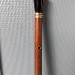 Canne pommeau corne brune rotin bague laiton vers 1900 milord