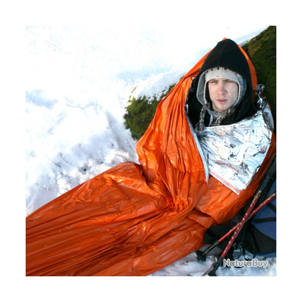 Blizzard Couverture de survie 2 couches ems Blizzard - Orange - emballage plat - R�f: PERBPS210FP