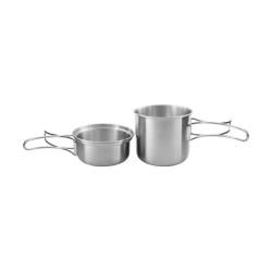 Tatonka Handle mug 500 set - tasse graduee + casserolle - Poign&eacute;e pliante - 500ml - acier - R&eacute;f: TK4