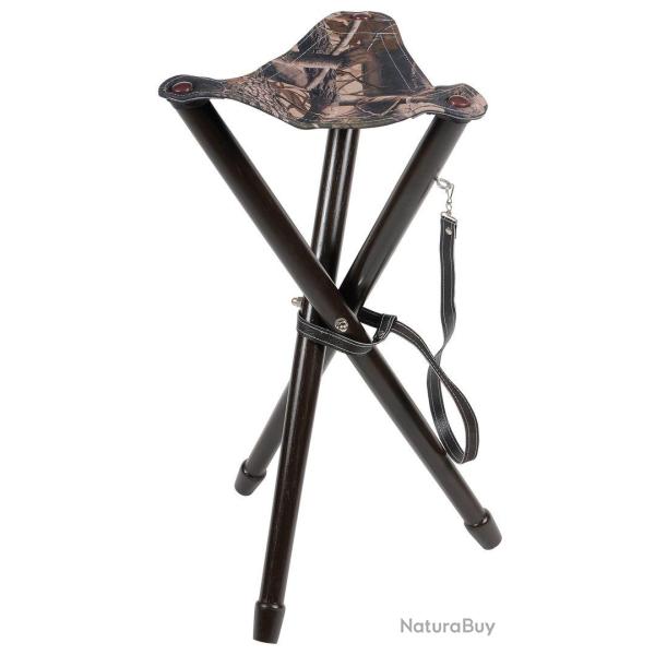 Januel Trepied bois assise cuir et toile Camo 65cm - R�f: GOF40027
