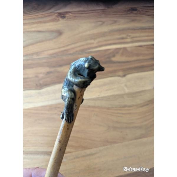 Canne de promenade � Pommeau bronze animal XIXe