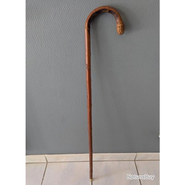 Splendide canne japonaise en bambou sculpt� - Motif des Trois Singes (vers 1900)