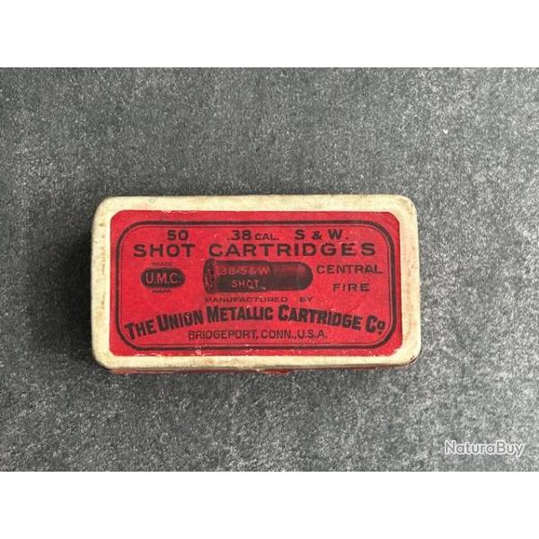 TRES BELLE Boite UMC USA de 50 cartouches 38 S&W � grenaille conteneur bois - b