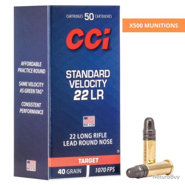 BOITE DE .22LR STANDARD VELOCITY 40 GR X500 - CCI