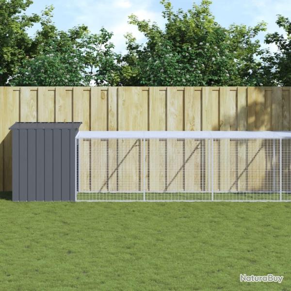 Poulailler avec cour anthracite 110x609x110 cm acier galvanis�