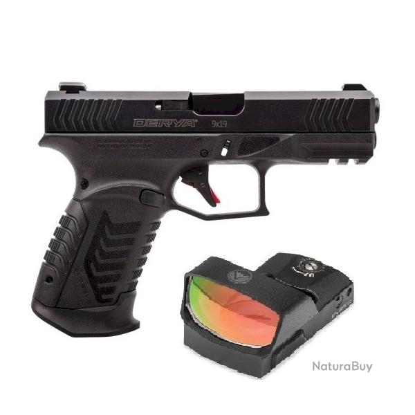 Pistolet DERYA DY9 cal.9mm noir optic ready + point rouge BURRIS fastfire IV