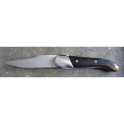 COUTEAU CHASSE  ANCIEN CHARLES COUTTIER SUPERBE 23 cm EBENE de MACASSAR + ETUI CUIR OFFERT