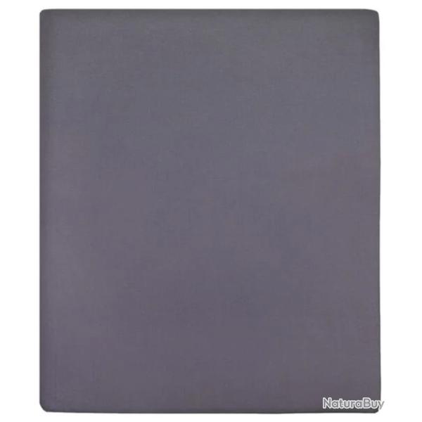 Drap housse jersey coton anthracite 160x200 cm doux respirant