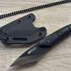 Couteau de Cou Mtech Kiridashi Tanto Lame Acier 3Cr13 Manche Bois Etui Kydex 93B