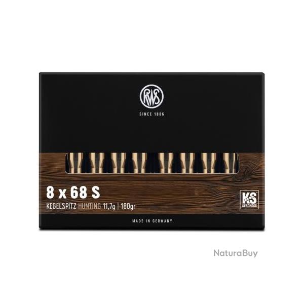 Cartouches RWS calibre 8x68S KS 11.7g 180gr x20