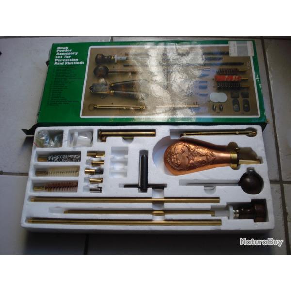 SET ACCESSOIRE FUSIL A POUDRE NOIRE NEUF JAMAIS SERVI
