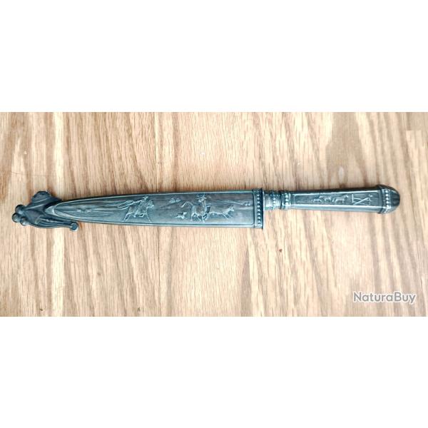 Rare couteau de Gaucho Argentine, avec manche et etui en alpacca