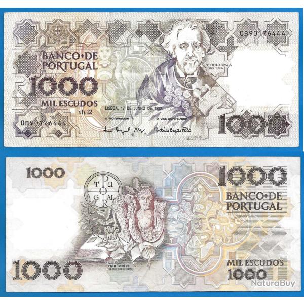 Portugal 1000 Escudos 1993 Teofilo Braga Escudo Billet