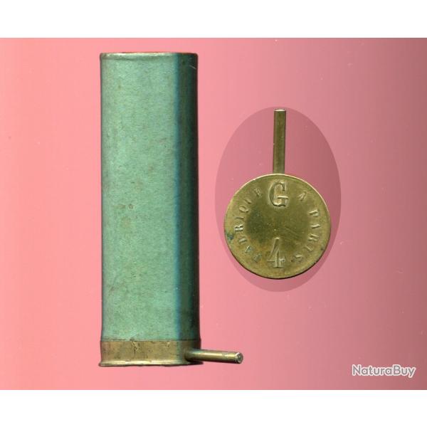 Cal. 4 � broche - RARE - marquage en relief :  FABRIQUE G A PARIS - tube carton vert 82.7 mm