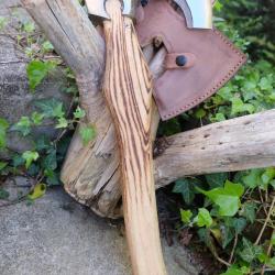 Hache de Viking Ragnar Lothbrok Lame Acier Carbone 1055 Manche Bois Etui Cuir Artisanale 001