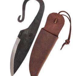 Couteau viking forg&eacute; &agrave; la main avec &eacute;tui en cuir