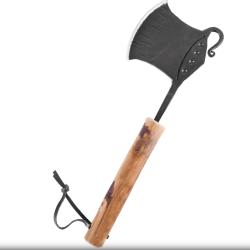 Hache de cuisine forg&eacute;e, hachoir avec manche en bois