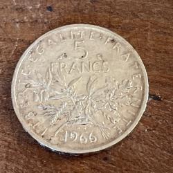 Pi&egrave;ce de 5 francs argent semeuse