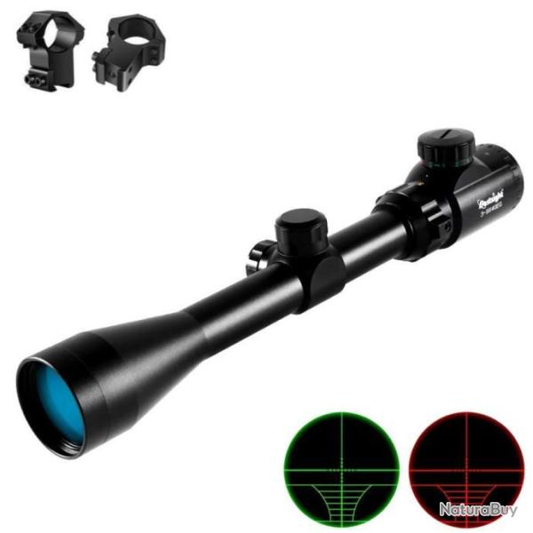 Lunette de Vis�e 3-9X40 R�ticule Vert-Rouge Colliers Rail 11mm Tir Tactique Airsoft Loisir Bestsight