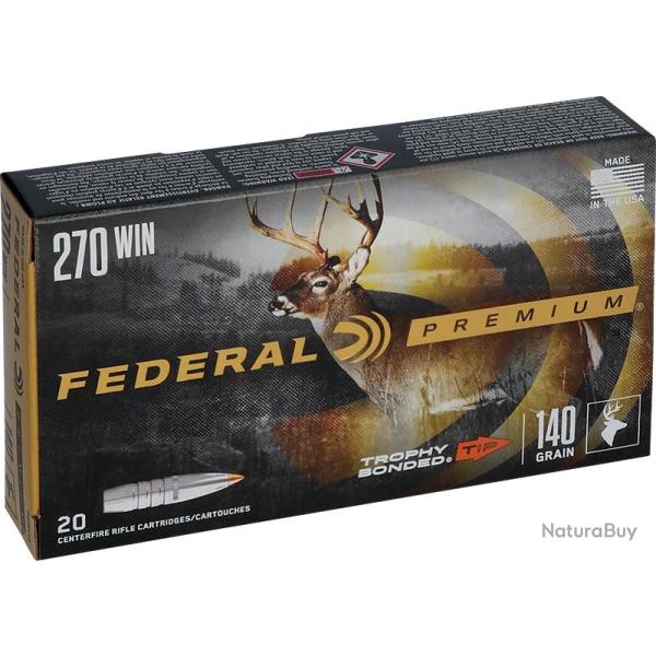 Cartouches FEDERAL calibre 270win 140gr TROPHY BONDED TIP x20