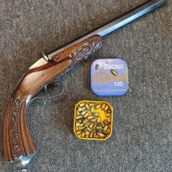 Magnifique pistolet flobert de luxe de salon 22 bosquette (5,5mm) sign&eacute; Gilles Mariette