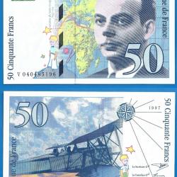 France 50 Francs 1997 Billet Saint Exupery Avion Bi Plan Petit Prince Serie V